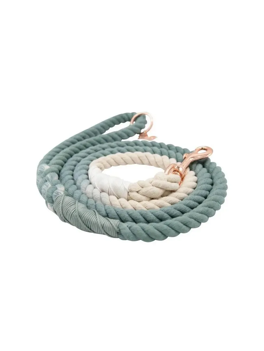 (RGB3) Sassy Woof Dandy Braided Rope Dog Leash 5ft Rose Gold Hardware Colorful